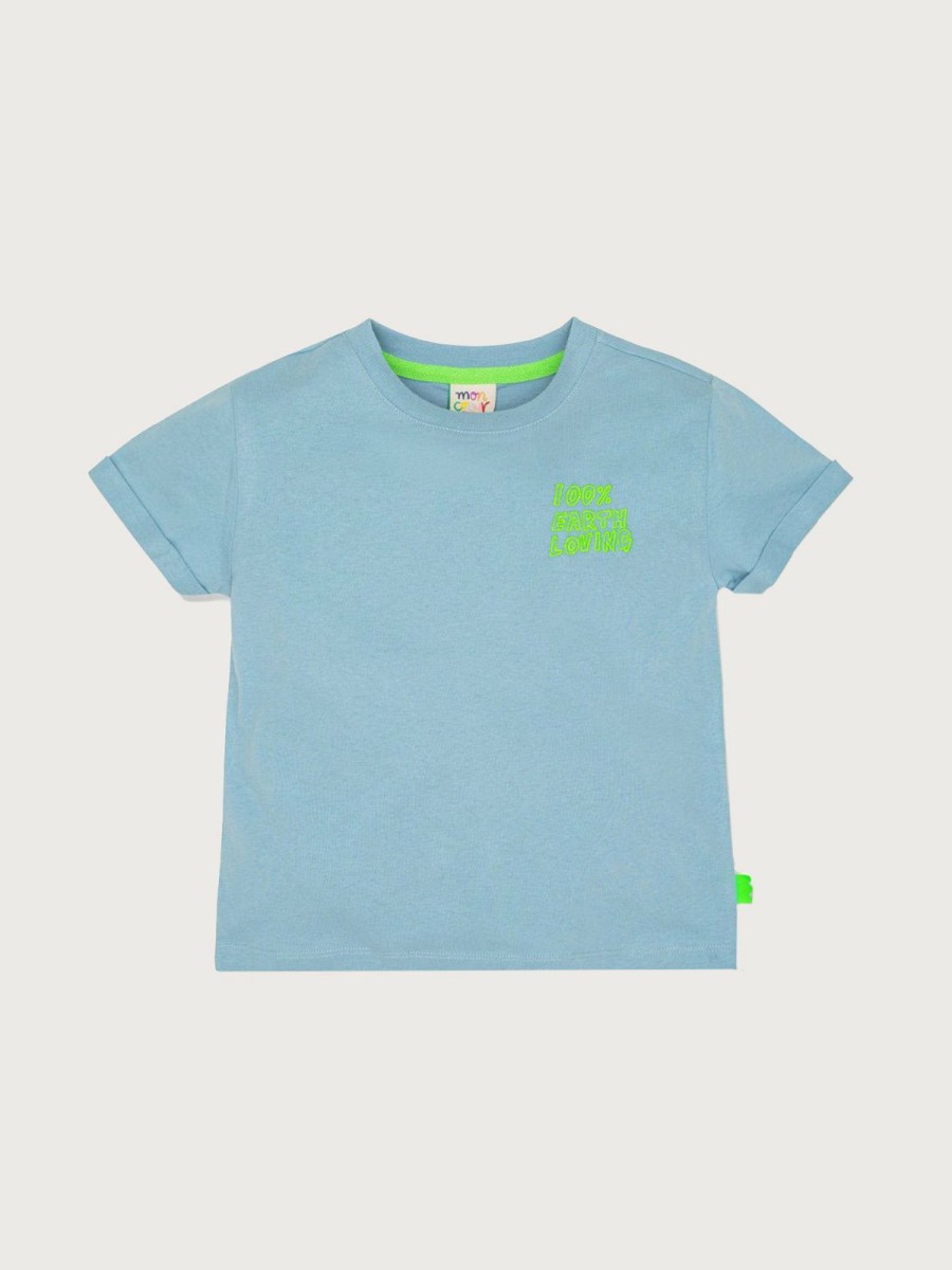 Kids Mon Coeur Tops | 100% Earth Loving Kid T-Shirt Slate Blue-Neon