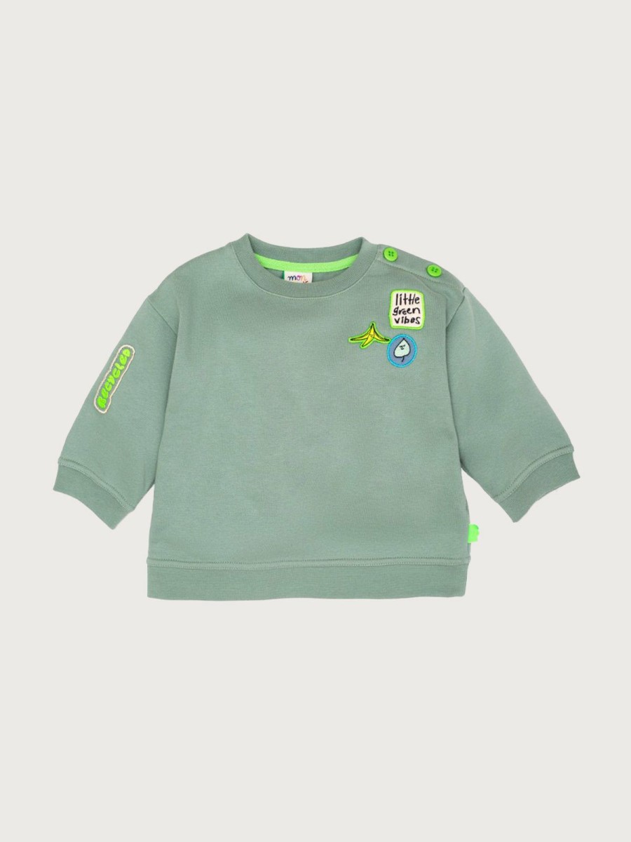 Kids Mon Coeur Tops | Recycled Patches Kid Summer Sweatshirt Dried Sage